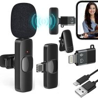 3 in 1 Wireless Collar Mic Dual Clip - Mobile Phone USB A -Type C,